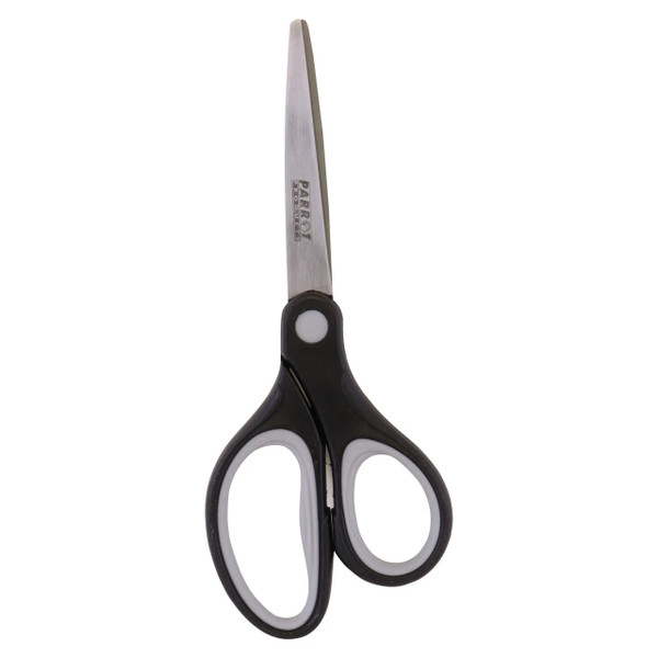Parrot Scissors 18 cm - Grey, a Pair of Stainless Steel Scissors with Ergonomic Black and White Handles
