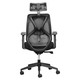 Leila Mesh High-back Office Chair KAR-HCH-LEI, ergonomic black office chair with mesh backrest and headrest, adjustable armrests and a swivel base with wheels.