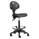 Delta Polyurethane Operator Office Chair KAR-OCH-DEL, black ergonomic swivel office chair with adjustable height, padded seat and backrest, chrome footrest ring, and casters for mobility.