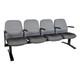 Four - Seater Free Standing Auditorium Unit with Arms, model COF-ABC-RBL-AS4, featuring four grey fabric seats with armrests and cushioned seats on a black metal frame for auditorium or conference hall seating.