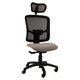 Pinta High-back Office Chair Sac-HCH-Pin, Ergonomic Office Chair with Black Mesh Backrest, Adjustable Headrest, Cushioned Beige Seat, and Five-Star Wheeled Base.