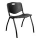 Urban Stacker Chair CEC-C-BANQ-S8-OF-BL, black stackable plastic and metal chair for outdoor or indoor use.