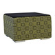 Ottoman 800mm X 800mm FUC-OT-OT80X80, a decorative black and yellow patterned storage ottoman with a solid black seat and modern geometric design.