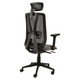 Kite Mesh High-back Office Chair Sac-HCH-Kit, a Black Ergonomic Office Chair with a Mesh Backrest, Adjustable Headrest, Armrests, and a Swivel Base with Wheels.