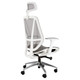 Crystal High-back Office Chair, modern ergonomic office chair with a white mesh backrest, adjustable headrest, and chrome base with caster wheels.