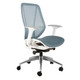 Crystal Medium-back Office Chair, Ergonomic Office Chair with Breathable Mesh Backrest, Cushioned Seat, Adjustable Armrests, and Five-Star Caster Base in Silver Finish.