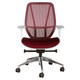 Crystal Medium-back Office Chair, Ergonomic Office Chair with Red Mesh Backrest, Cushioned Red Seat, Adjustable Armrests, and Chrome Base with Caster Wheels.