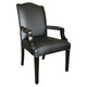 Moscow Medium-back Office Chair FUC-MB-MO, black leather-upholstered office chair with wooden armrests and legs.
