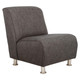 Havana Single Slipper Sofa Chair, modern compact armchair with dark gray fabric upholstery and metal legs.