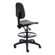 WC9Syc Works Industrial Draughtsman Black Office Chair with Polyurethane Seat and Back on a Five-Legged Base with Wheels, Featuring a Sleek and Durable Design, by Office Stock South Africa, Presented in a Solid Black Colour.