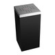 Large Ashtray Bin With a Stainless Lid, durable black waste receptacle with a stainless steel lid featuring multiple holes for cigarette disposal.