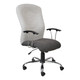 Tuscan High Back Chair, ergonomic office chair with high backrest, black and gray fabric upholstery, adjustable armrests, and a chrome base with caster wheels.