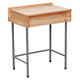 Single Boxed School Desk in Saligna Wood 750 mm Wide, product image showcasing a wooden school desk with a metal frame for sturdy support.