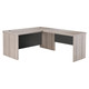 1600 mm Straight Desk Shell with Optional L-Extension, modern office desk with a light wood finish and black panel accents for ergonomic workspace configuration.