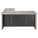 1600 mm Straight Desk Shell with Optional L-Extension, modern office desk with a light wood finish and dark gray panel, suitable for office workspace setup.
