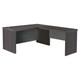 1600 mm Straight Desk Shell with Optional L-Extension, dark wood finish with a spacious working surface and integrated cable management holes.