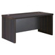 1600 mm Straight Desk Shell with Optional L-Extension, dark wood finish and built-in cable management grommets.
