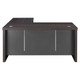 1600 mm Straight Desk Shell with Optional L-Extension, modern office desk with wood finish and gray modesty panel.