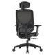 Black swivel chair, Pluto Mesh High-Back Office Chair by 67, featuring a sleek mesh design, adjustable headrest, and ergonomic build with five-star base and wheels, promoting comfort and breathability.