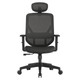 Pluto Mesh High-back Office Chair, ergonomic black office chair with mesh backrest and adjustable headrest for comfort and support.