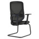 Pluto Mesh Visitor Office Chair ISC-VCH-PLU, black ergonomic office chair with mesh backrest, adjustable armrests, and a sled base for office or visitor seating.