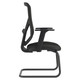 Black Pluto Mesh Visitor Office Chair by 67, Featuring a Sleek Mesh Design, Fixed Nylon T Arms, and a Modern Aesthetic, Perfect for Modern Office Design, Showcasing Comfort and Style in a Durable, Ergonomic Office Chair.