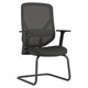 Pluto Mesh Visitor Office Chair ISC-VCH-PLU, ergonomic black mesh backrest and cushioned seat, with armrests and a sled base frame.