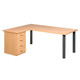 Pulse Office Desk with Three Drawer Desk High Pedestal STE-PUL-CDSK-DHP-ATD, wooden desk with black metal legs and integrated storage drawers.