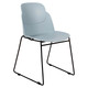 Aspen Sleigh Base Restaurant Chair, modern dining chair with a sleek light grey plastic seat and curved backrest, supported by a black metal sled-style base.