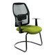 Airo Visitor Office Chair, ergonomic office chair with a green cushioned seat, a black mesh backrest, and adjustable armrests, designed for comfortable seating in office environments.