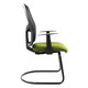 Airo Visitor Office Chair, ergonomic office chair with a black plastic frame, mesh backrest, green cushioned seat, and armrests.