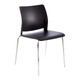 Alfa Polymer Four Legged Side Chair, Black Plastic Seat and Back with Chrome Metal Legs.