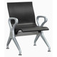 Polyurethane Airport Bench, durable black cushioning with silver armrests and sturdy metal legs for airport or transit lounge seating.