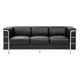 Le Cube Le Corbusier Sofa, modern black leather sofa with chrome frame and sleek design.