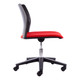 Alfa Polymer Swivel-only Side Chair Without Arms, ergonomic office chair with red fabric seat and black plastic frame, adjustable height with five caster wheels for mobility.