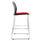 Alfa Polymer Bar Stool, Modern High Chair with a Red Cushioned Seat, Black Backrest, and Sleek Metal Frame.