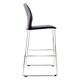 Alfa Polymer Bar Stool, modern black bar stool with a padded seat and backrest, supported by sleek metal legs with footrest, ideal for commercial or home bar setups.
