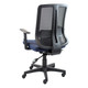 Avant Medium-back Office Chair | TEC-MCH-5040, Ergonomic Office Chair with Mesh Backrest, Blue Cushioned Seat, and Adjustable Armrests.
