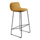Café Barstool | TEC-BSC-CF101, Modern Yellow Upholstered Bar Stool with Black Metal Frame and Footrest.