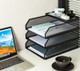 Stackable Letter Tray with Organiser - Black