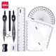 9 piece Drafting//Maths Instrument Set Black Silver