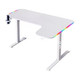 White L Shape Gaming Desk, RGB Lighting Gaming Table with USB, Cup Holder