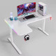 White l Shape Gaming Desk, RGB Lighting Gaming Table with USB, Cup Holder