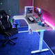 White L Shape Gaming Desk, RGB Lighting Gaming Table with USB, Cup Holder
