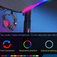 White L Shape Gaming Desk, RGB Lighting Gaming Table with USB, Cup Holder