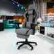 Leica Grey Gaming Chair with Massaging Cushion and Footrest (Fabric)