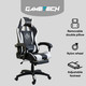 Reclining Ergonomic Gaming Chair with Adjustable Footrest & Lumbar Support - Black & White