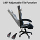 Reclining Ergonomic Gaming Chair with Adjustable Footrest & Lumbar Support - Black & White