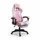 Reclining Ergonomic Gaming Chair with Adjustable Footrest & Lumbar Support - Pink & White