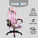 Reclining Ergonomic Gaming Chair with Adjustable Footrest & Lumbar Support - Pink & White